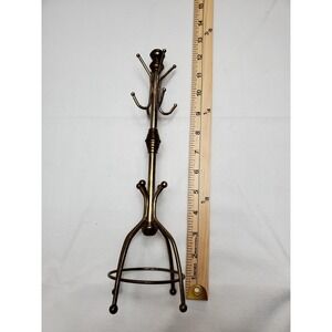 Vintage Brass Coat Rack 11" Tall Jewelry Holder Miniature Display Rack 1970's